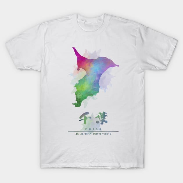 Chiba, Japan Watercolor Map Art T-Shirt by Takeda_Art